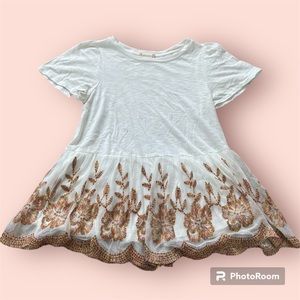 Altar’d State White Tee with Floral Hem